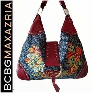 ❤ BCBG  DENIM & LEATHER HANDBAG. THE BOMB!❤